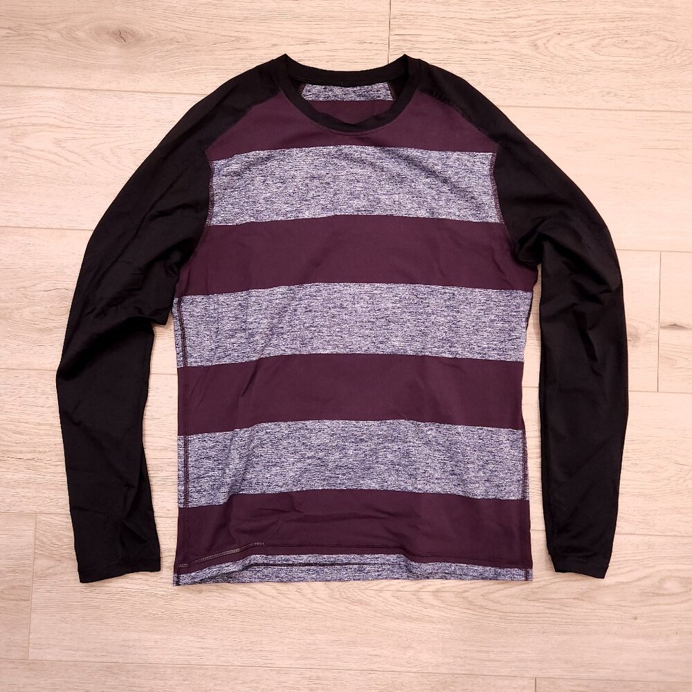 Lululemon Surge Warm Crew Rulu - Bold Stripe Black Cherry Heathered Deep Navy